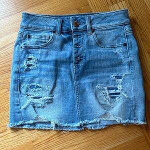 American Eagle Distressed Denim Mini Skirt